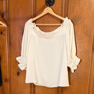 Trina Turk Off-White Ruffle Blouse